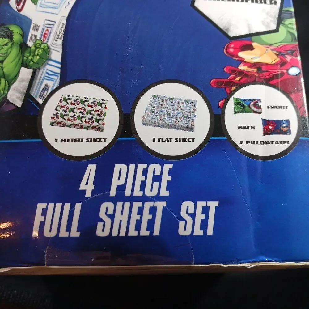 Avengers Kid 4Pcs Full Bed  Sheet Set